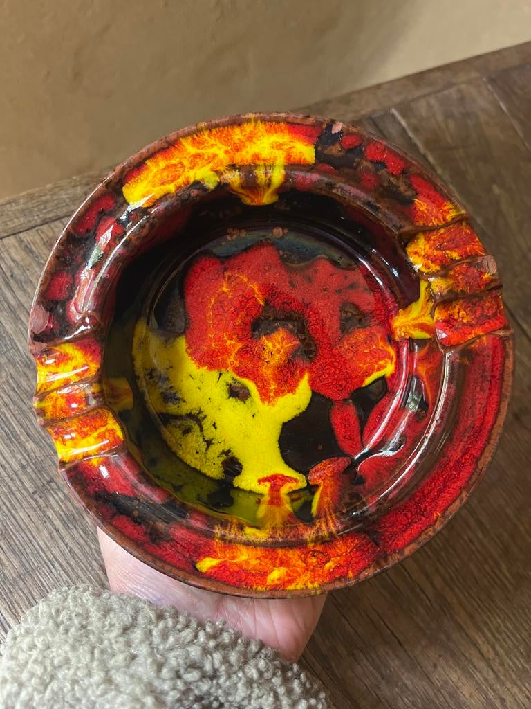 Grote vintage Fat Lava Asbak 16 cm West-Duits Jaren '60-'70, Ophalen of Verzenden, Zo goed als nieuw, Poppenhuis