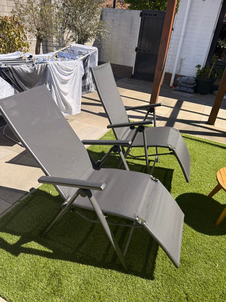 2x LIVARNO home relaxstoel Houston antraciet met 2x kussens, Tuin en Terras, Tuinstoelen, Nieuw, Metaal, Verstelbaar, Ophalen