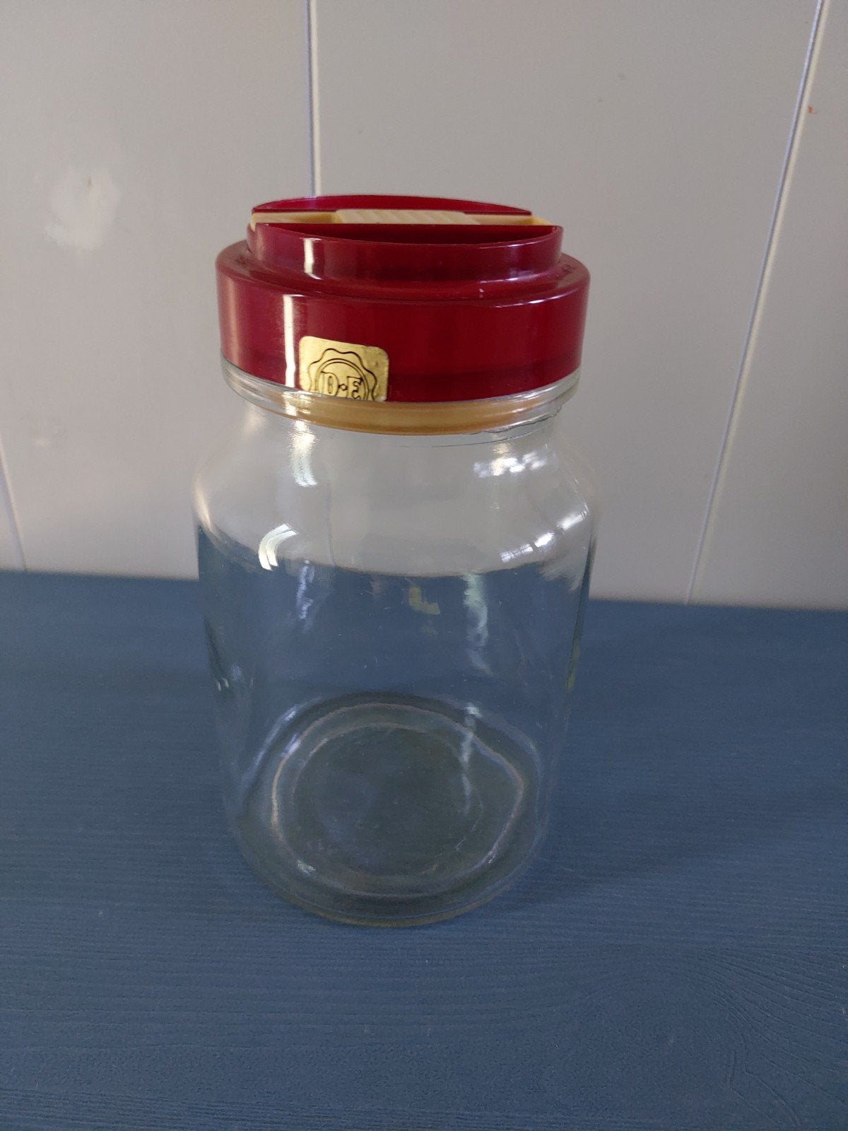 Vintage Douwe Egberts voorraadpot glas zgan, Ophalen of Verzenden, Huis en Inrichting