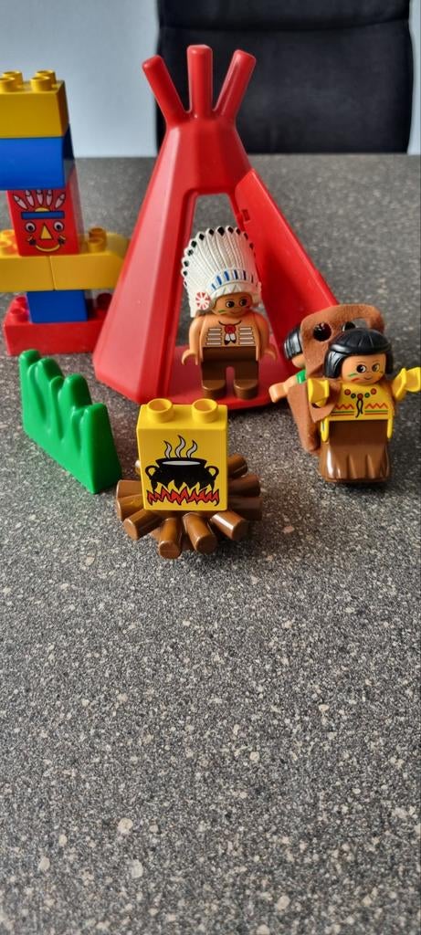 Duplo Indianen set 2838 met figuren en tipi, Inclusief minifiguren, Gebruikt, Ophalen of Verzenden, Duplo