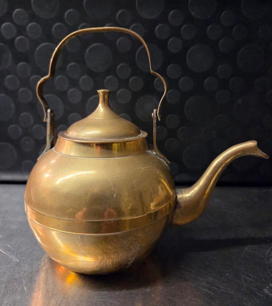 Vintage Koperen Theepot met Hengsel - Oude Glans, Antiek en Kunst, Antiek | Koper en Brons, Ophalen of Verzenden