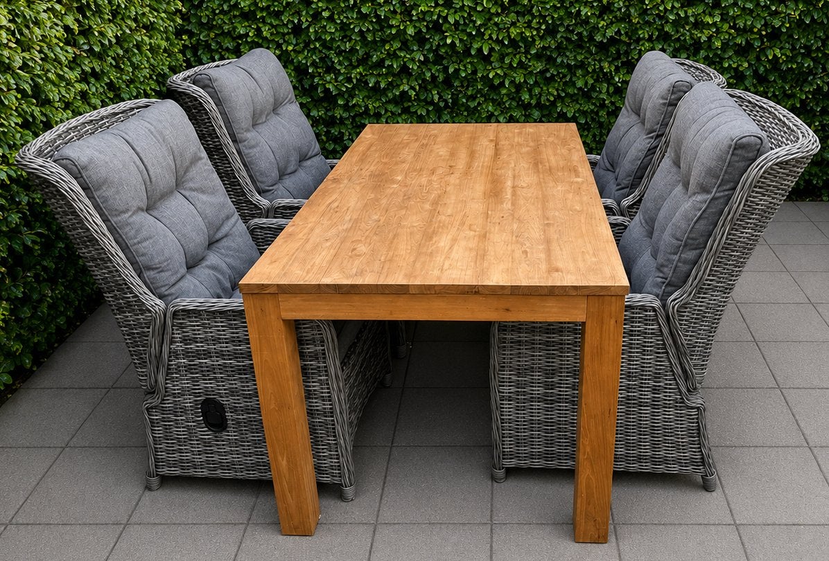 Luxe verstelbare wicker tuinset - zeer nette staat, Ophalen, 4 zitplaatsen, Zo goed als nieuw, Wicker