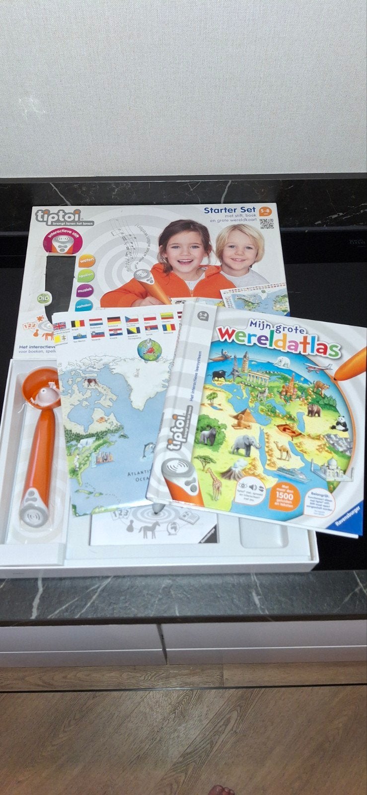 tiptoi tip toi startset wereldatlas met stift boek en wereld, Ophalen, Zo goed als nieuw, Knutselen, Met geluid