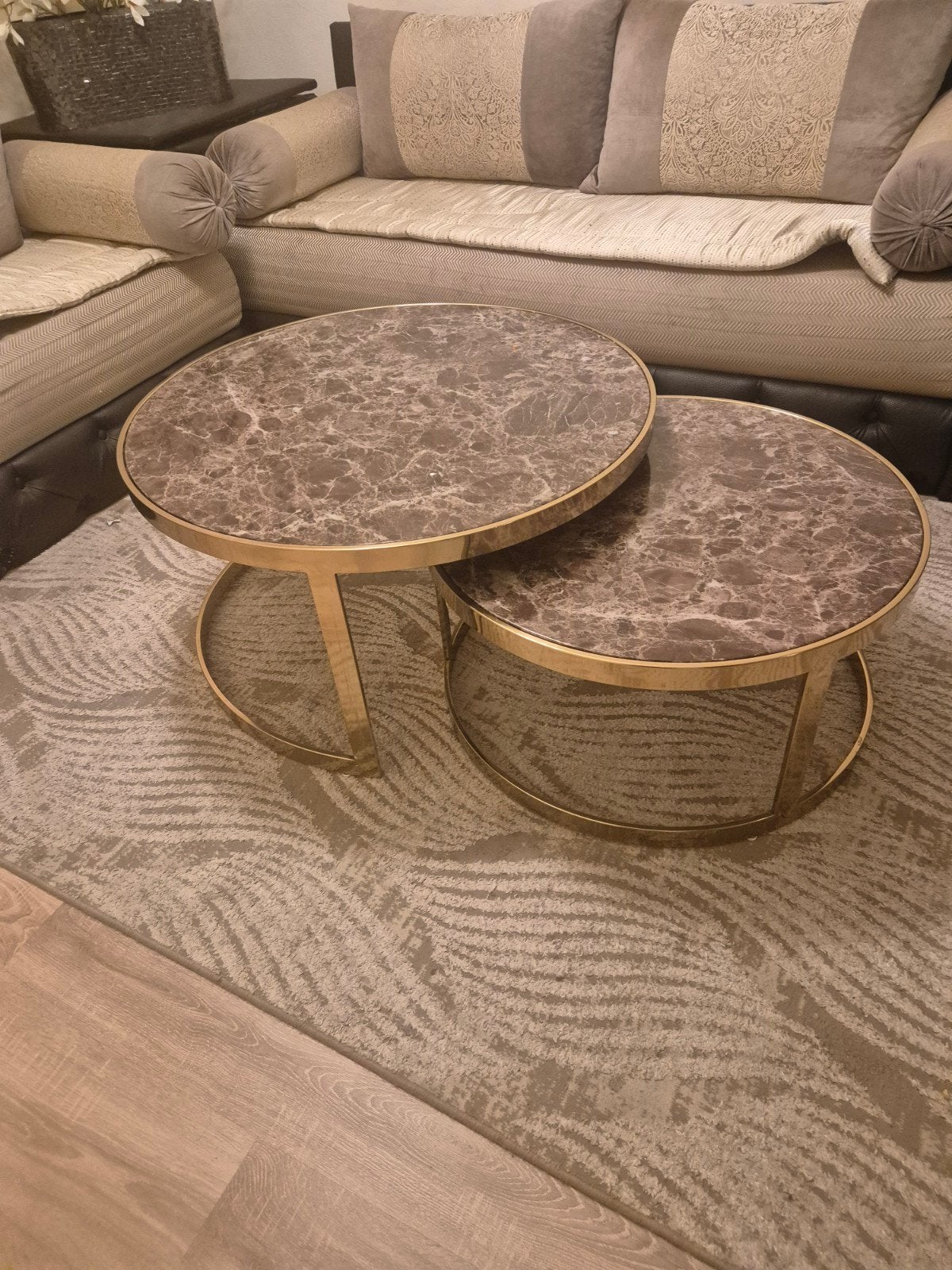 Salon tafels set met marmer, Ophalen, 50 tot 100 cm, Rond, 50 tot 100 cm