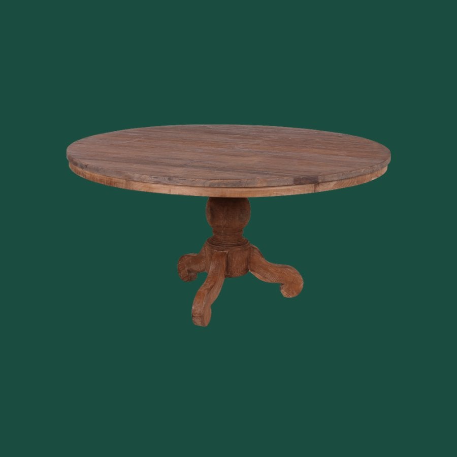 Stoere Ronde Houten Eettafel 160 CM Landelijke Teak Tafel, Huis en Inrichting, 150 tot 200 cm, Rond, Nieuw, Ophalen of Verzenden