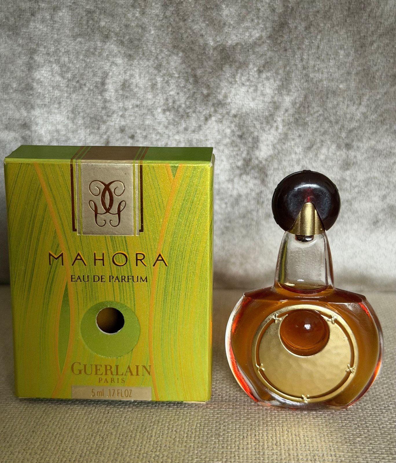 Zeldzame vintage miniatuur  Guerlain Mahora edp, 5ml., Verzenden, Nieuw, Miniatuur, Gevuld