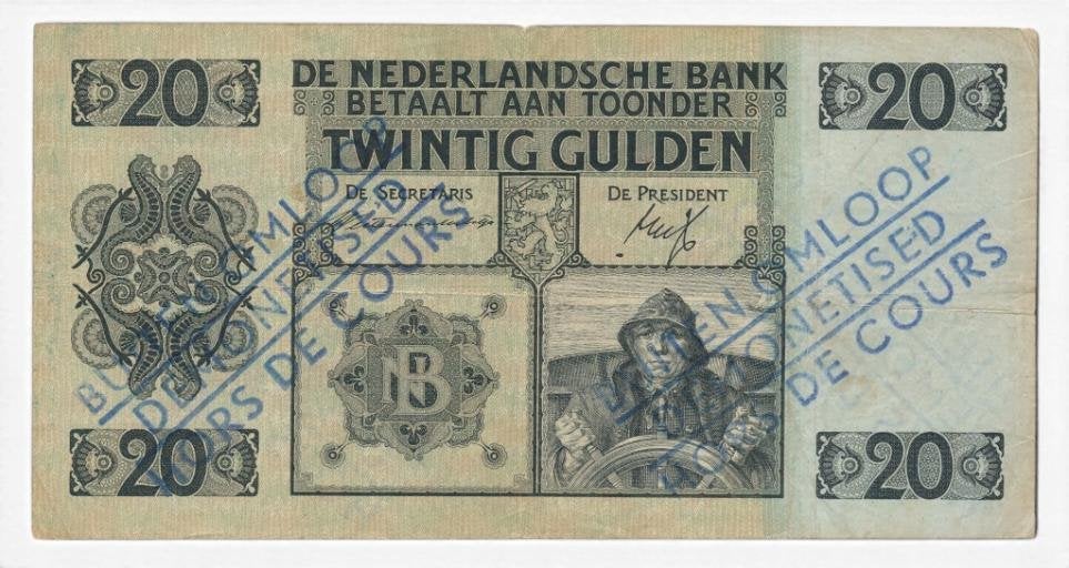 Nederland 20 Gulden 1936 Stuurman Buiten omloop, Postzegels en Munten, Ophalen of Verzenden, 25 gulden, Los biljet
