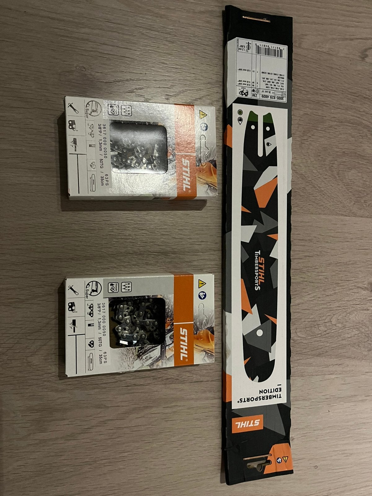 Stihl timbersports zaagblad 35cm + 2 kettingen, Ophalen of Verzenden, Nieuw
