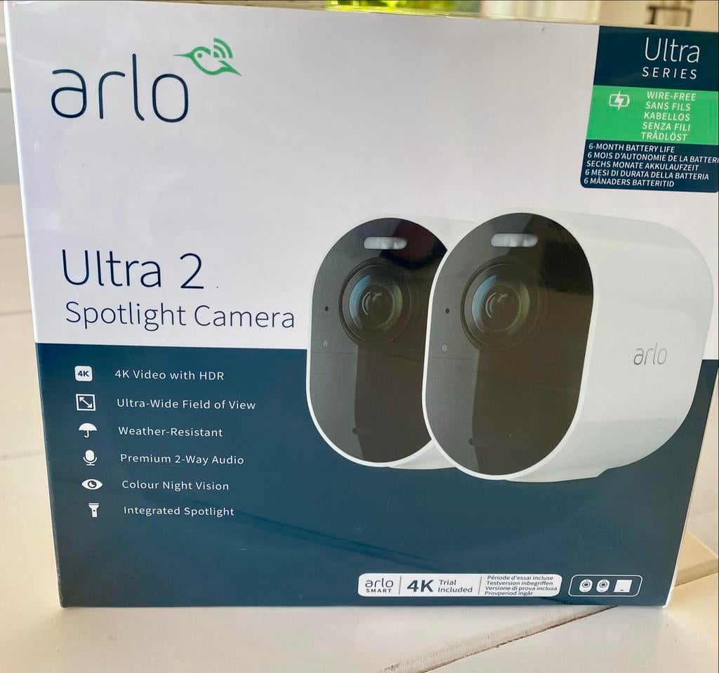 NIEUW: Arlo Ultra 2 Spotlight Camera’s, Audio, Tv en Foto, Videobewaking, Ophalen, Nieuw, Buitencamera