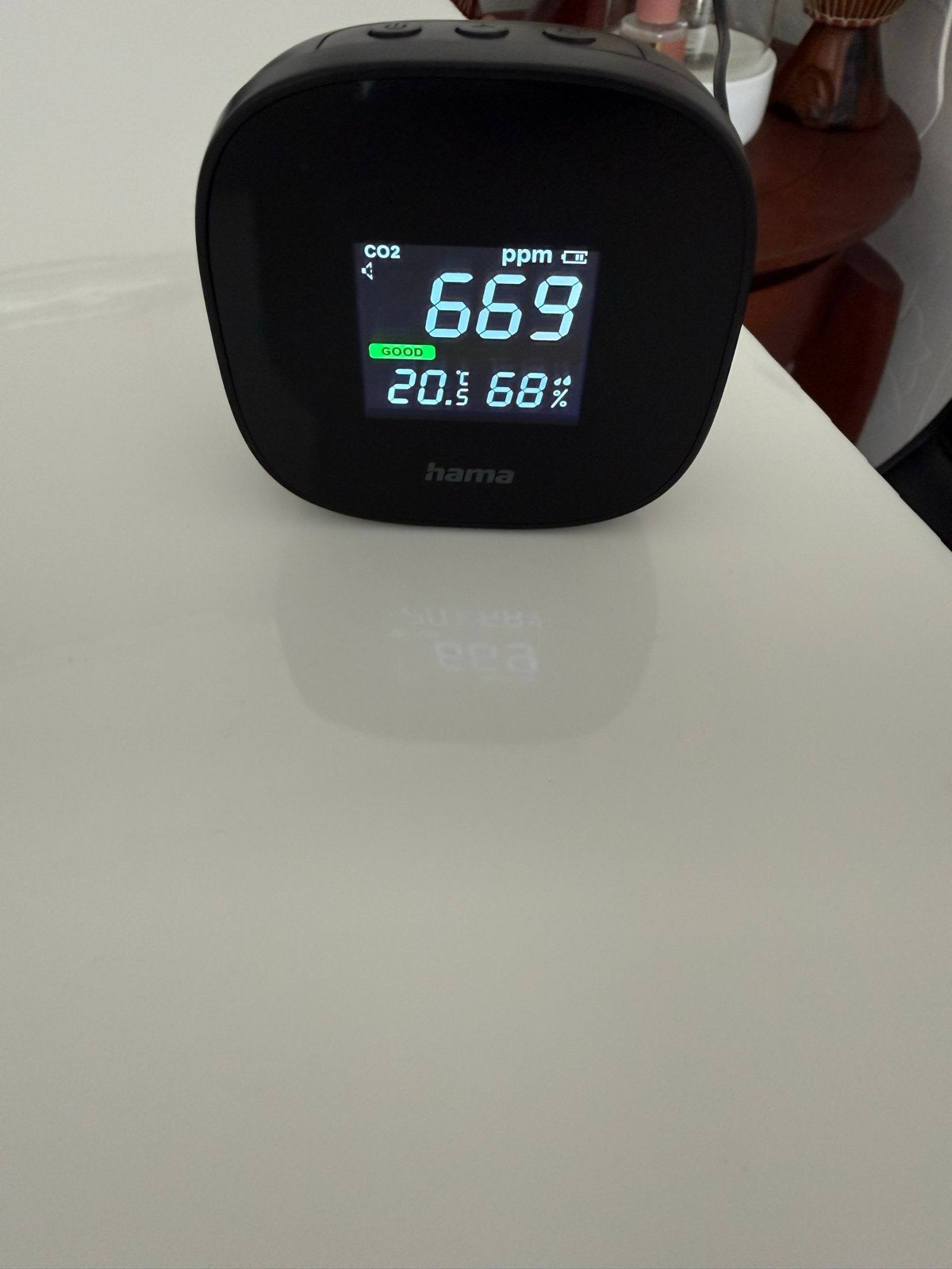 Hama CO2-meter, luchtkwaliteitsmeter met temperatuur en voch, Ophalen of Verzenden, Zo goed als nieuw