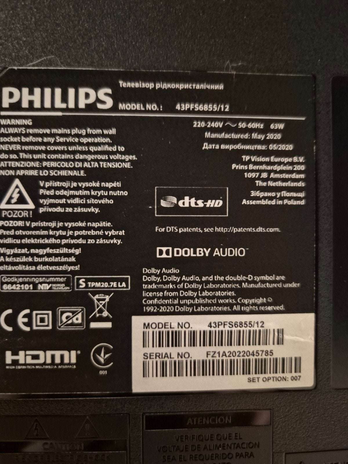 Philips 43PFS6855/12 Full HD Smart TV 43 inch, Audio, Tv en Foto, Televisies, Ophalen, Philips, LED, 50 Hz