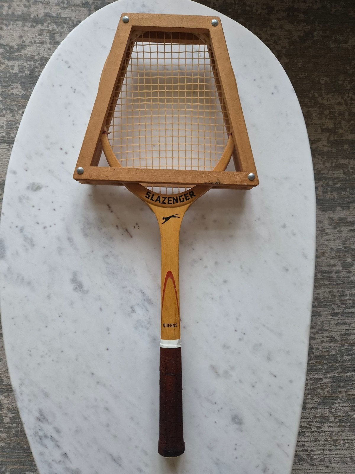 Vintage houten Slazenger Queens tennisracket (jaren 30), Ophalen, Gebruikt, Racket, Overige merken