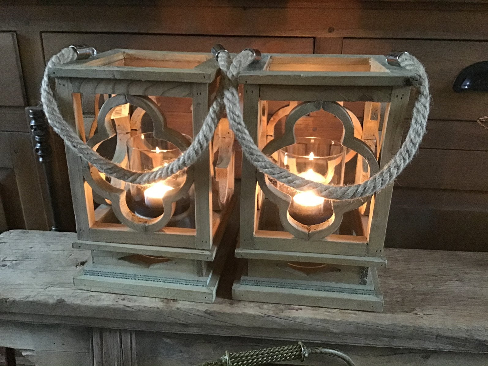 NIEUW set van 2 houten PTMD lantaarns windlichten, Ophalen of Verzenden, Nieuw, PTMD
