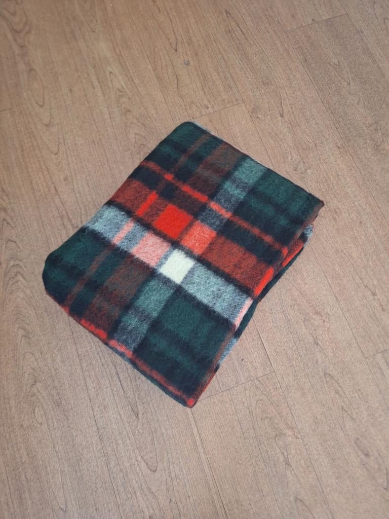 Wollen - Geruite deken - Groen, rood, wit, Ophalen of Verzenden