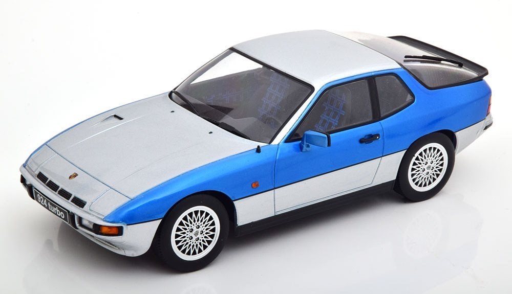 Porsche 924 Turbo Zilver/Blauw KK-Scale 1:18, Ophalen of Verzenden, Nieuw, Auto, Overige merken