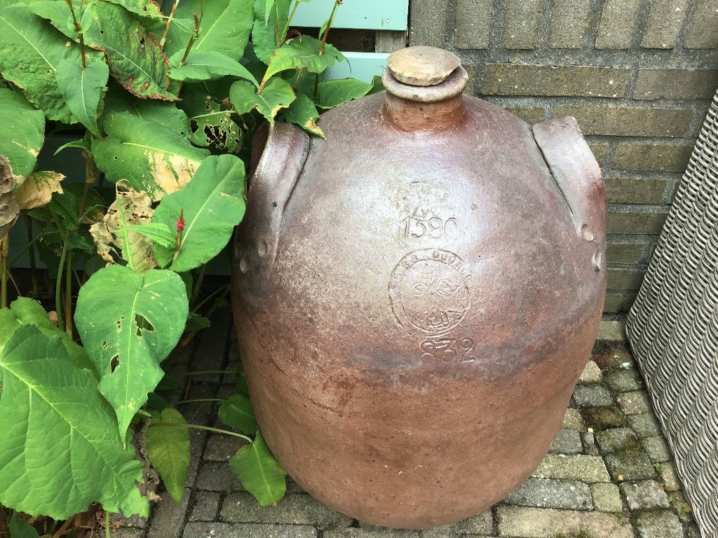 Antieke gres voorraadpot met stop., Antiek en Kunst, Ophalen