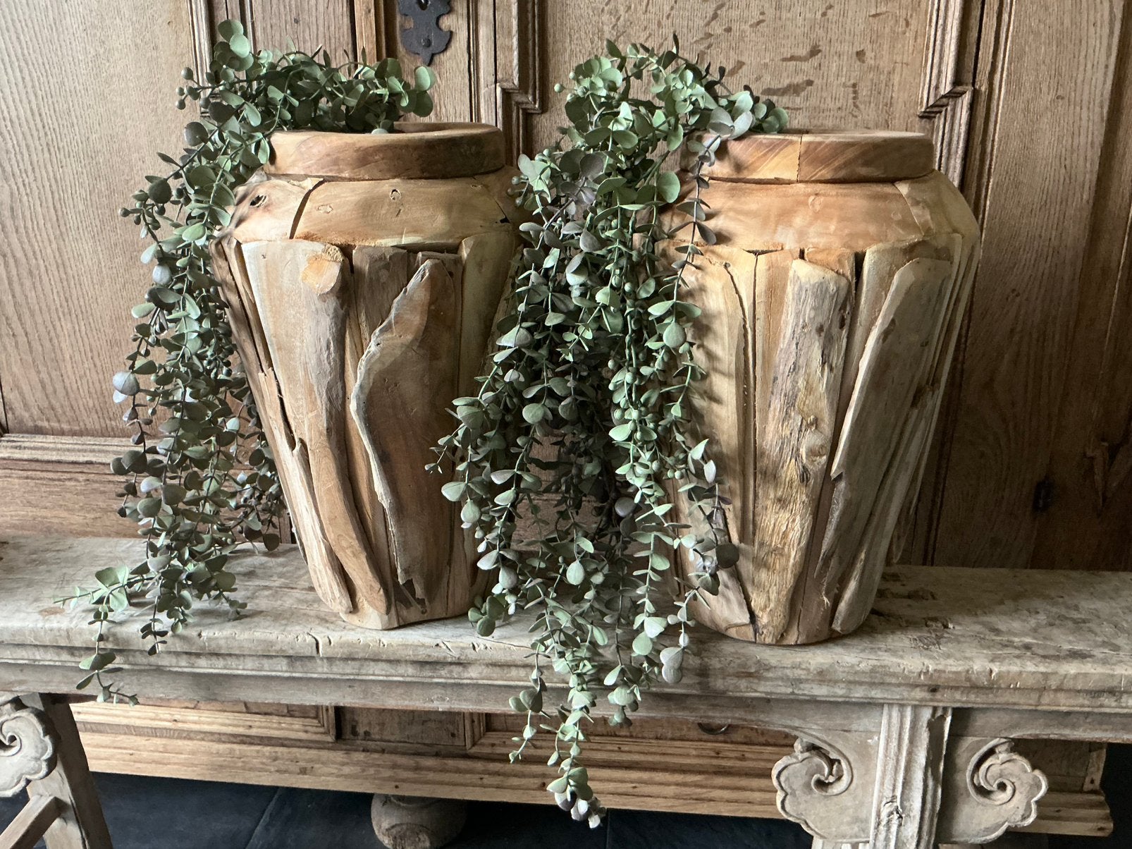 NIEUW teak houten potten vazen bloempotten, Ophalen, Nieuw