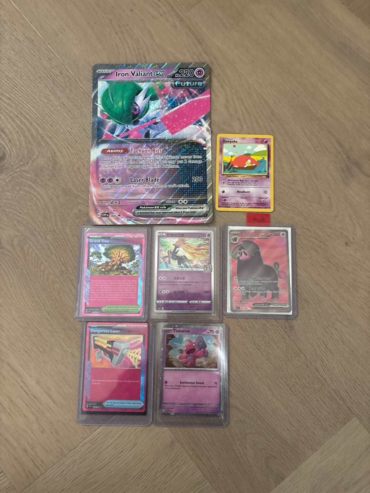 Diverse Pokémonkaarten - Iron Valiant EX, Oinkologne EX, Ophalen of Verzenden, Zo goed als nieuw, Meerdere kaarten, Foil