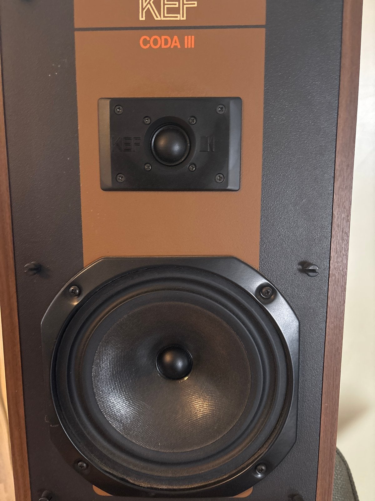 KEF Coda III Vintage Boekenplank Speakers - 50W, Gebruikt, Minder dan 60 watt, Front, Rear of Stereo speakers, Ophalen