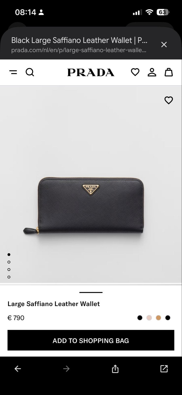 Originele Prada Saffiano Leren Portemonnee, Overige merken, Gebruikt, Zwart, Ophalen of Verzenden