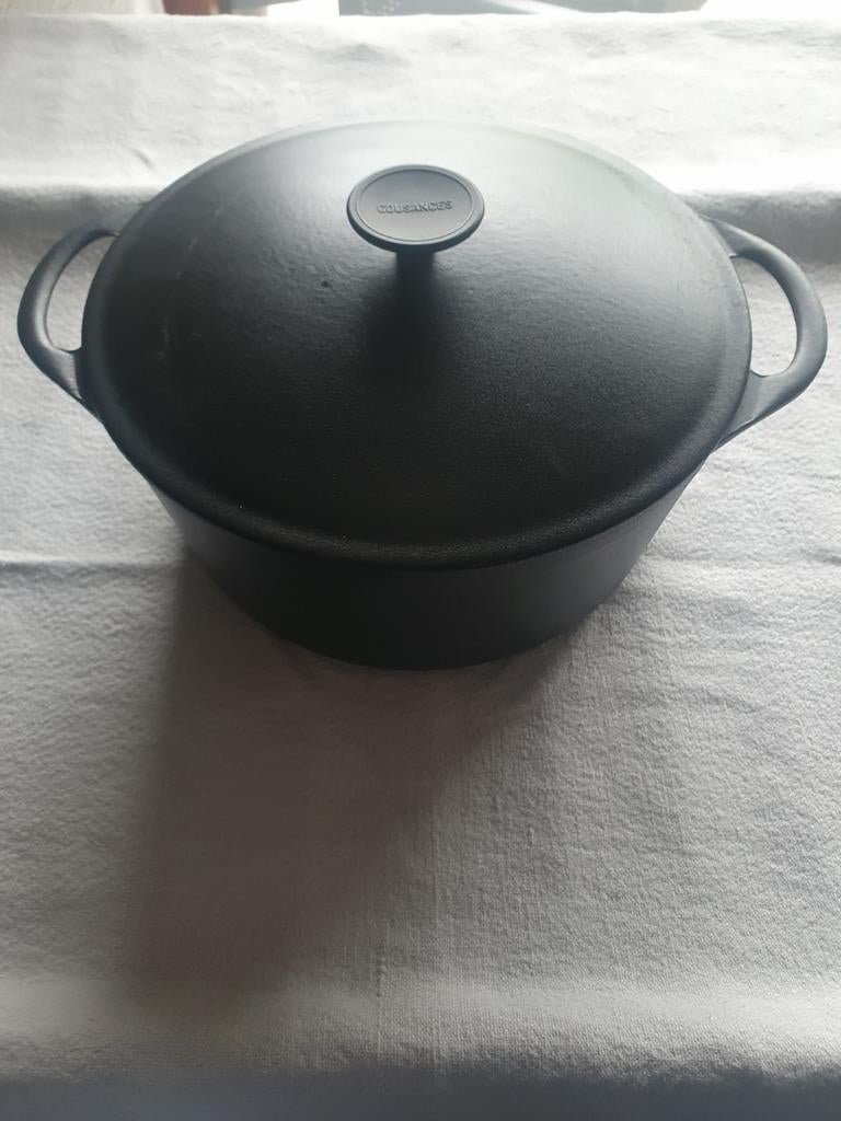 Cousances casserole Gietijzeren Braadpan - Zwart - 28 cm, Gebruikt, Gietijzer, Ophalen of Verzenden, Keramische plaat