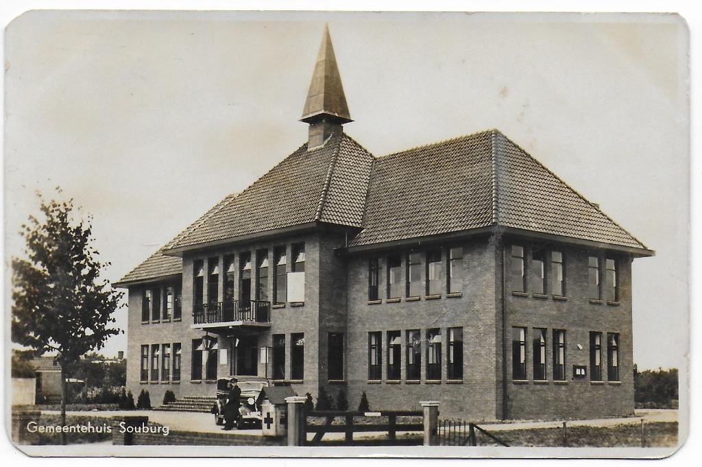 Souburg Gemeentehuis Oude Gelopen Ansichtkaart ( B6359 ), Ophalen of Verzenden, 1980 tot heden, Gelopen