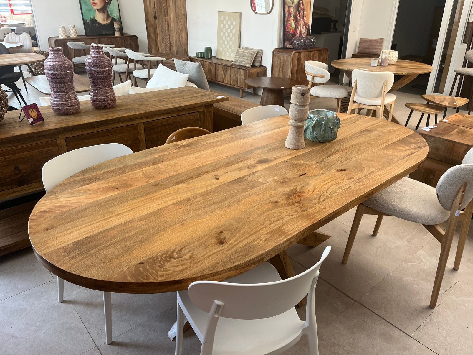 Magazijn leegverkoop eettafel deens ovaal mangohout matrix, Hout, Nieuw, Ophalen of Verzenden, Info@wkhome.nl