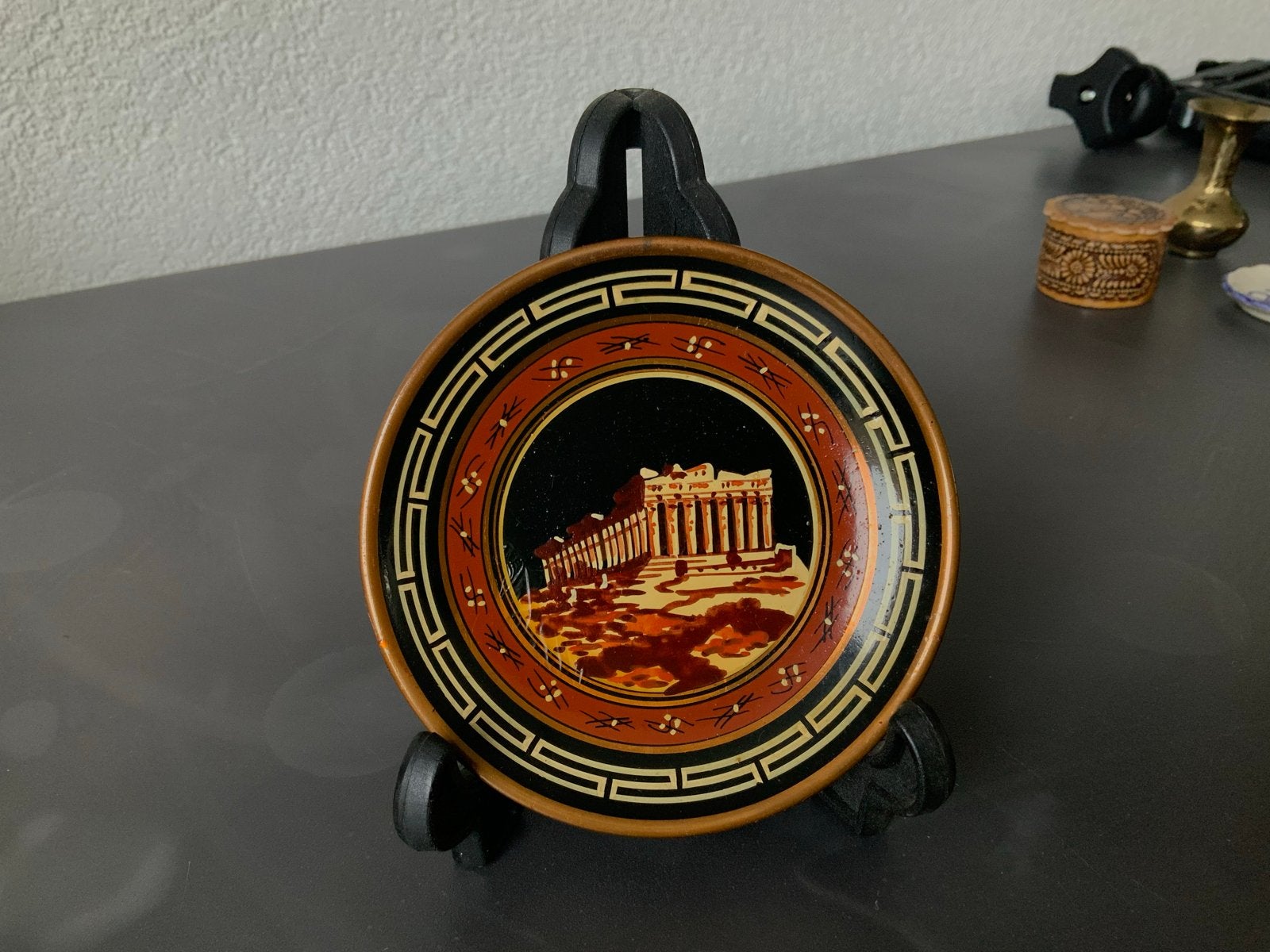 Handgemaakte Griekse decoratieve koperen plaat, Ophalen of Verzenden