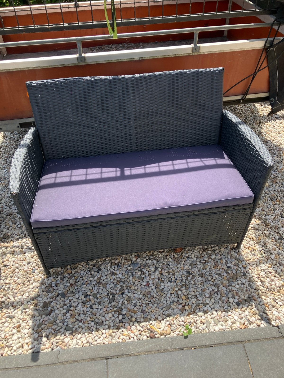Wicker tuinbank met kussen, Tuin en Terras, Ophalen, Gebruikt, Wicker