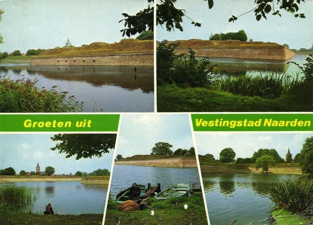 Groeten uit Vestingstad Naarden - 5 afb - 1980 gelopen, Ophalen of Verzenden, 1980 tot heden, Gelopen, Noord-Holland