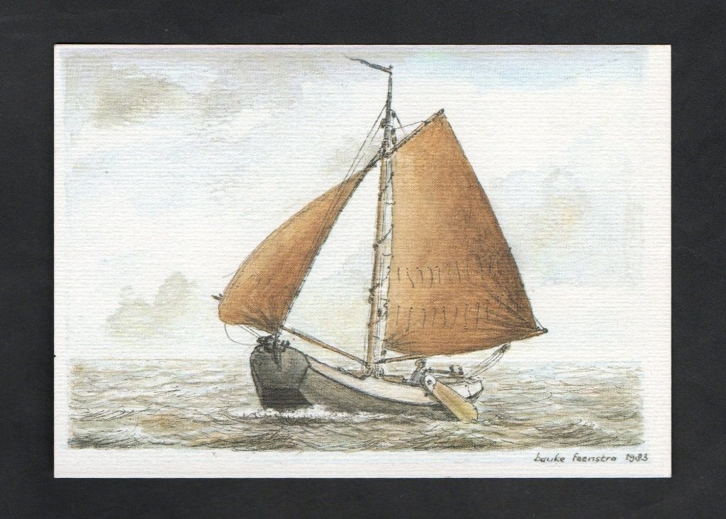 Zeeschouw Zeilboot door Bauke Feenstra uit Koudum 1983., Ophalen of Verzenden, 1980 tot heden, Ongelopen, Friesland