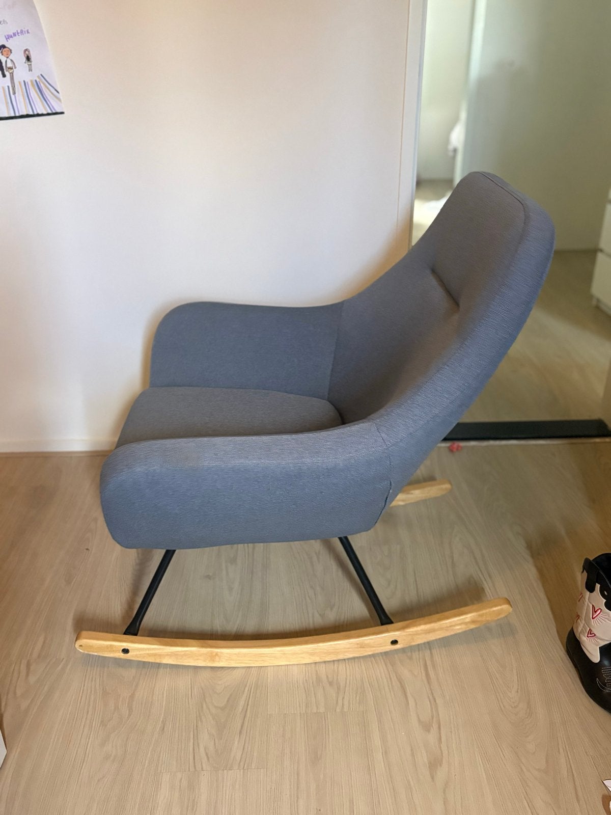 2 Jysk Schommelstoelen - Lichtblauw Stof, Ophalen, Gebruikt, Twee, Blauw