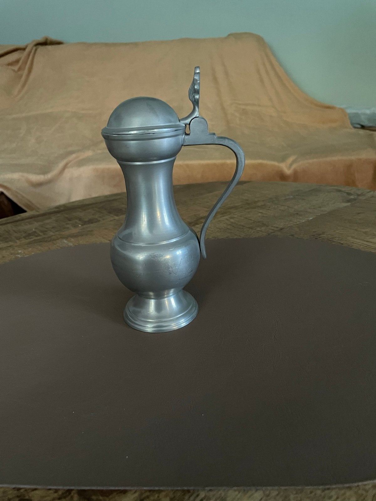 Antieke tinnen kan met deksel - Gemerkt, Antiek en Kunst, Antiek | Tin, Ophalen of Verzenden