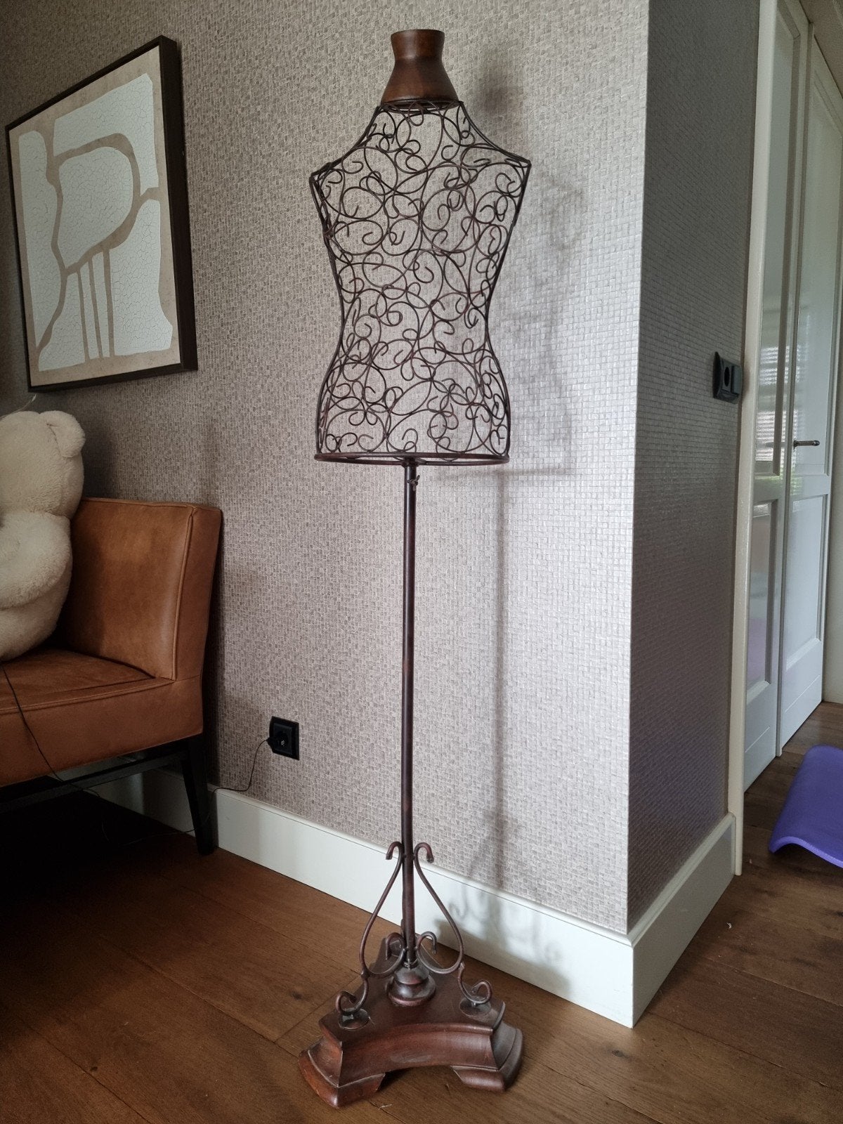 Decoratieve paspop van metaal en hout, Ophalen, Vintage, Gebruikt, Metaal