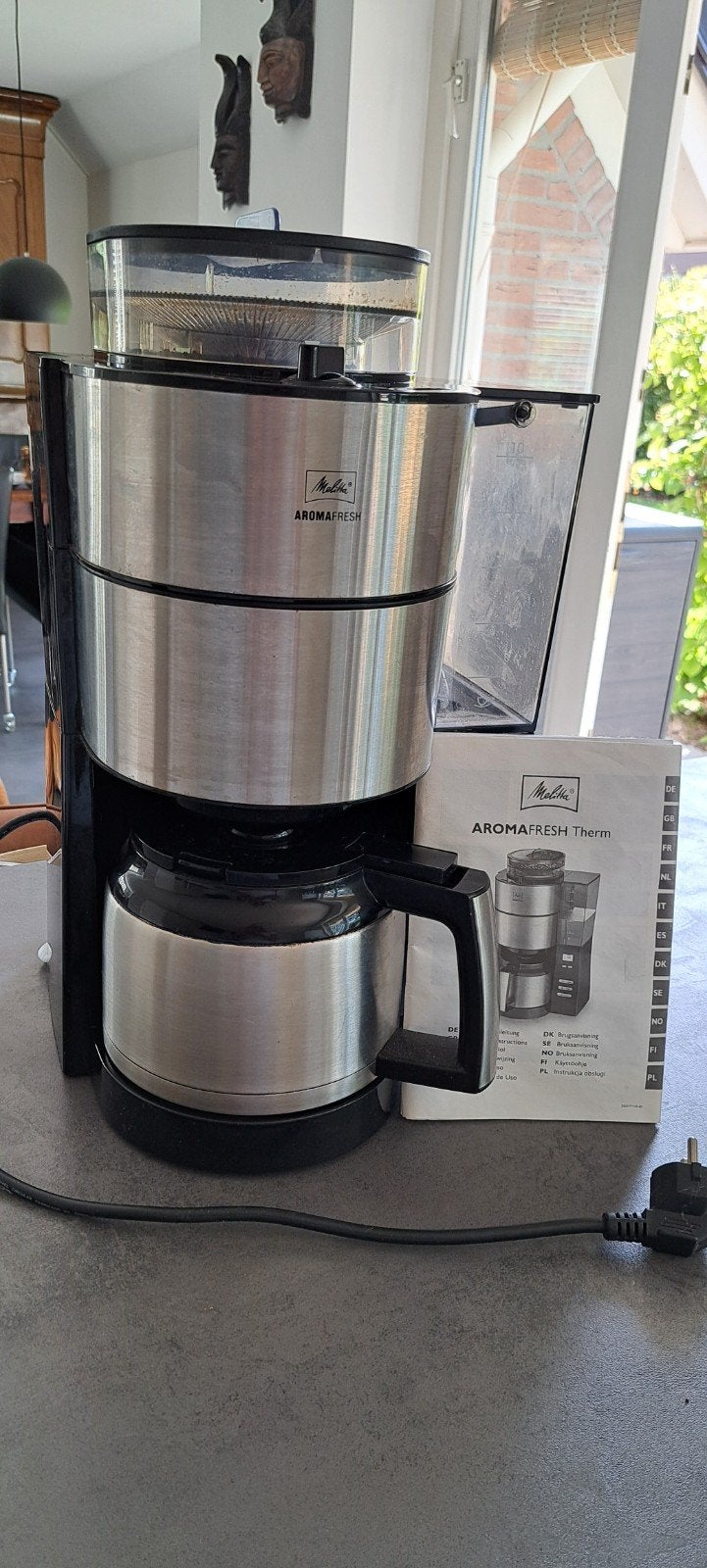 Melitta AromaFresh Therm koffiezetapparaat met bonenmaler, Witgoed en Apparatuur, Koffiezetapparaten, Gebruikt, 10 kopjes of meer