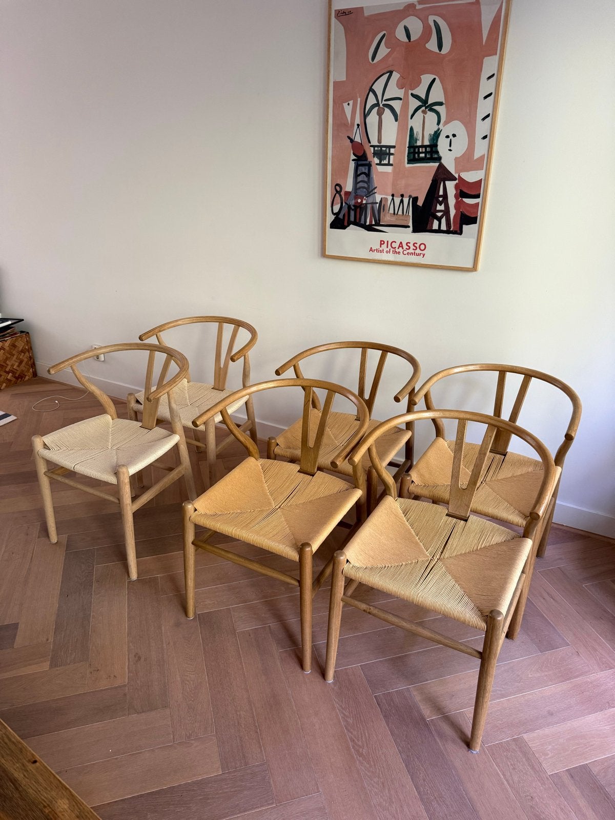 Set van 6 Wishbone stoelen van Loods 5, Ophalen, Overige kleuren, Zo goed als nieuw, Vijf, Zes of meer stoelen
