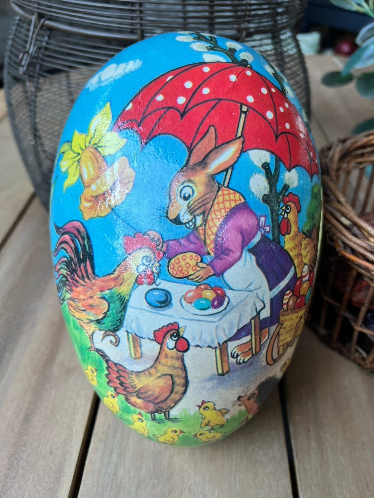 Vintage Duits Paaei candycontainer papier maché paashaas kip, Diversen, Ophalen, Gebruikt