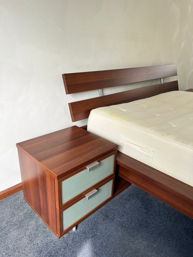 Ikea HOPEN twee pers  bed  met rolbare nachtkastjes, Gebruikt, Minder dan 45 cm, D, Ophalen