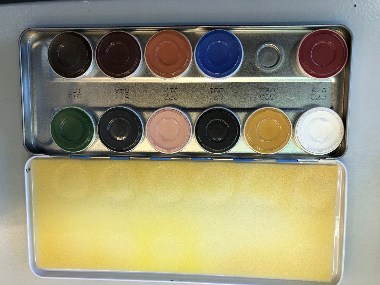 Kryolan Aquacolor Schminkpalet - 12 kleuren, Ophalen, Overige kleuren, Gehele gezicht, Zo goed als nieuw