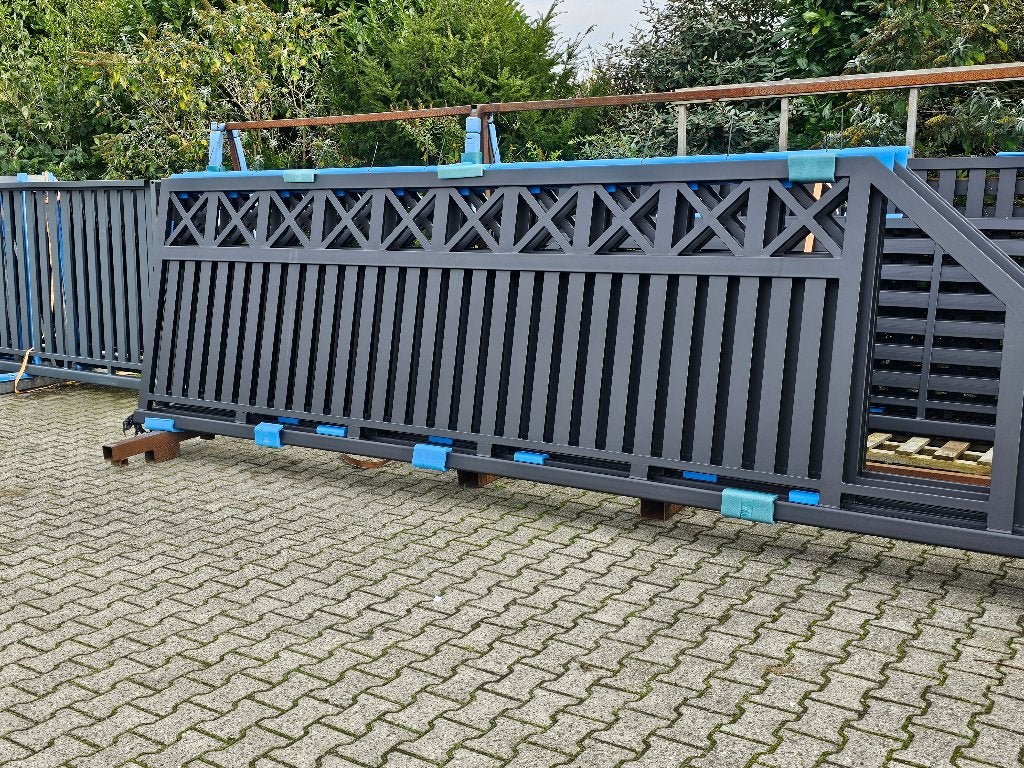 Woodlook schuifpoort in 2 afmetingen: 4 en 5 meter doorgang., Met poort, Nieuw, Ophalen of Verzenden, Tuinhek