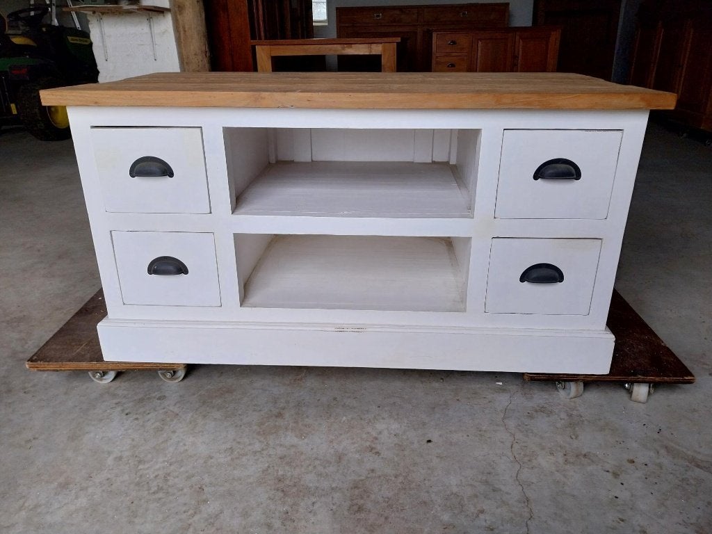 Nieuw Teak TV Meubel 110 cm, Huis en Inrichting, Kasten | Televisiemeubels, Ophalen, 100 tot 150 cm, Teakhout, Nieuw