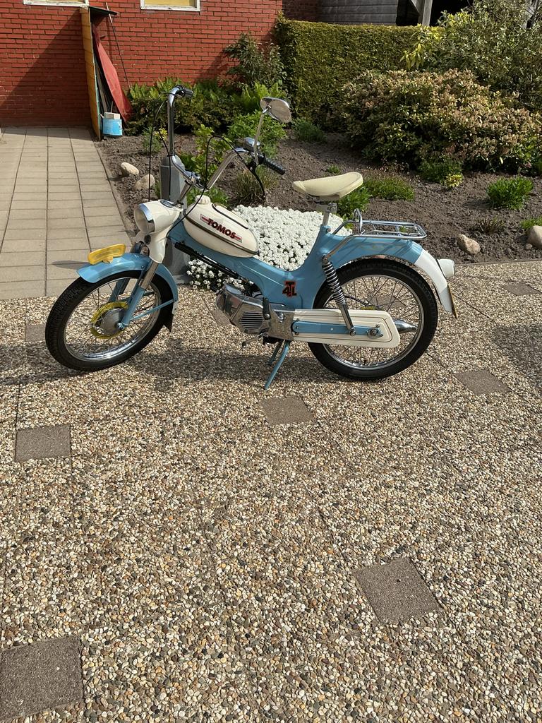 Vintage Tomos 4L Bromfiets - Lichtblauw, Ophalen, Gebruikt, Maximaal 45 km/u, Overige modellen