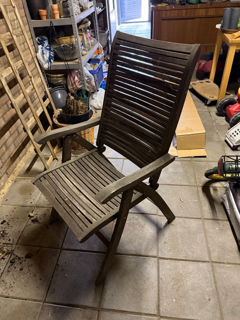 2 houten tuinstoelen, Ophalen, Gebruikt, Hout