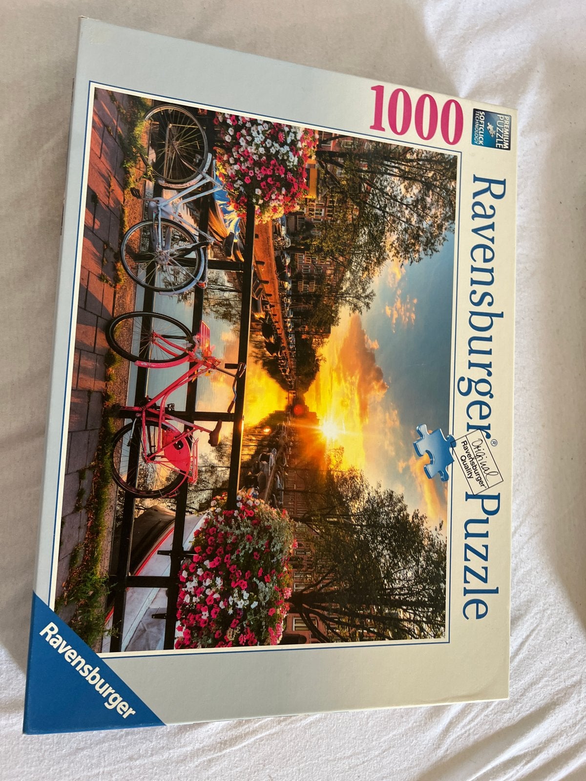 Ravensburger Legpuzzel 1000 stukjes - Zonsondergang Gracht, Ophalen of Verzenden, 500 t/m 1500 stukjes, Zo goed als nieuw, Legpuzzel