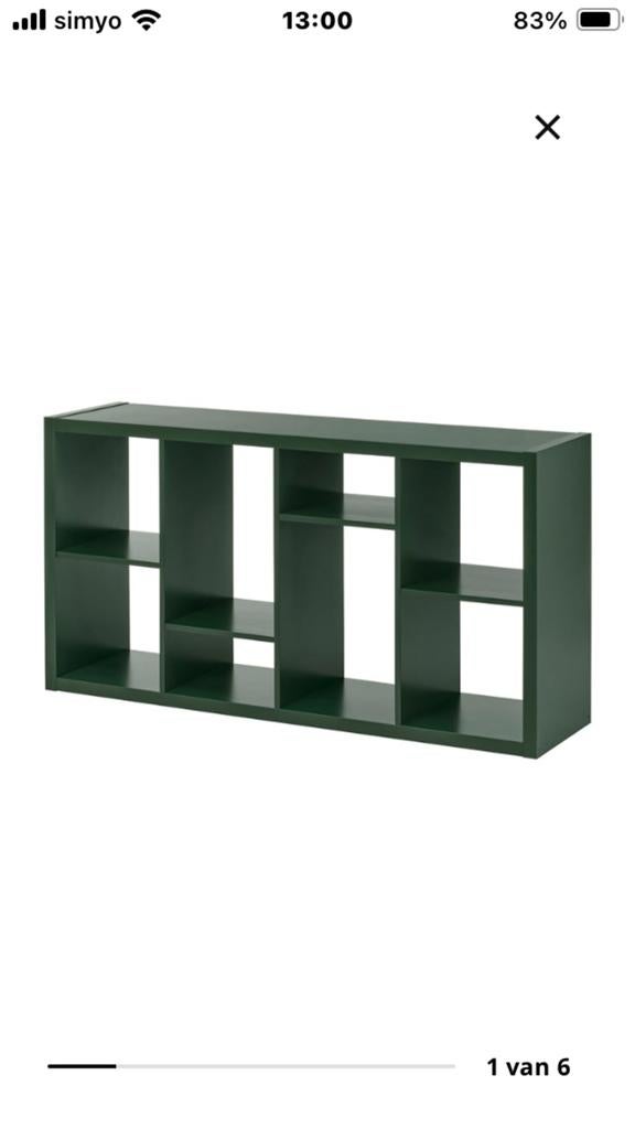 2x Groene IKEA Kallax kasten met deurtjes en lades, Huis en Inrichting, Kasten | Boekenkasten, Ophalen, Gebruikt, 100 tot 150 cm