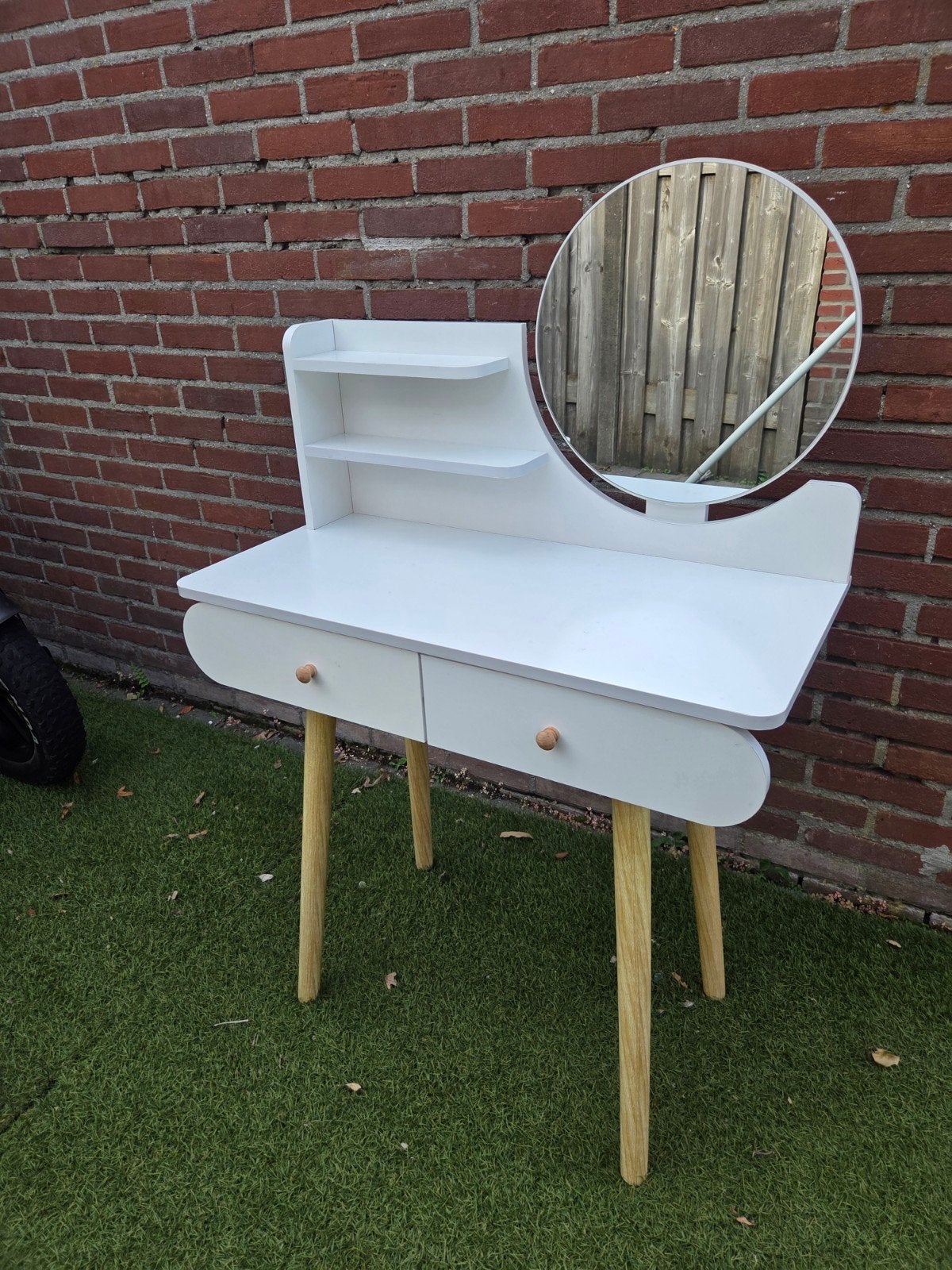 Witte kaptafel met spiegel en lades, Huis en Inrichting, Ophalen, 50 tot 100 cm, Zo goed als nieuw, Minder dan 100 cm