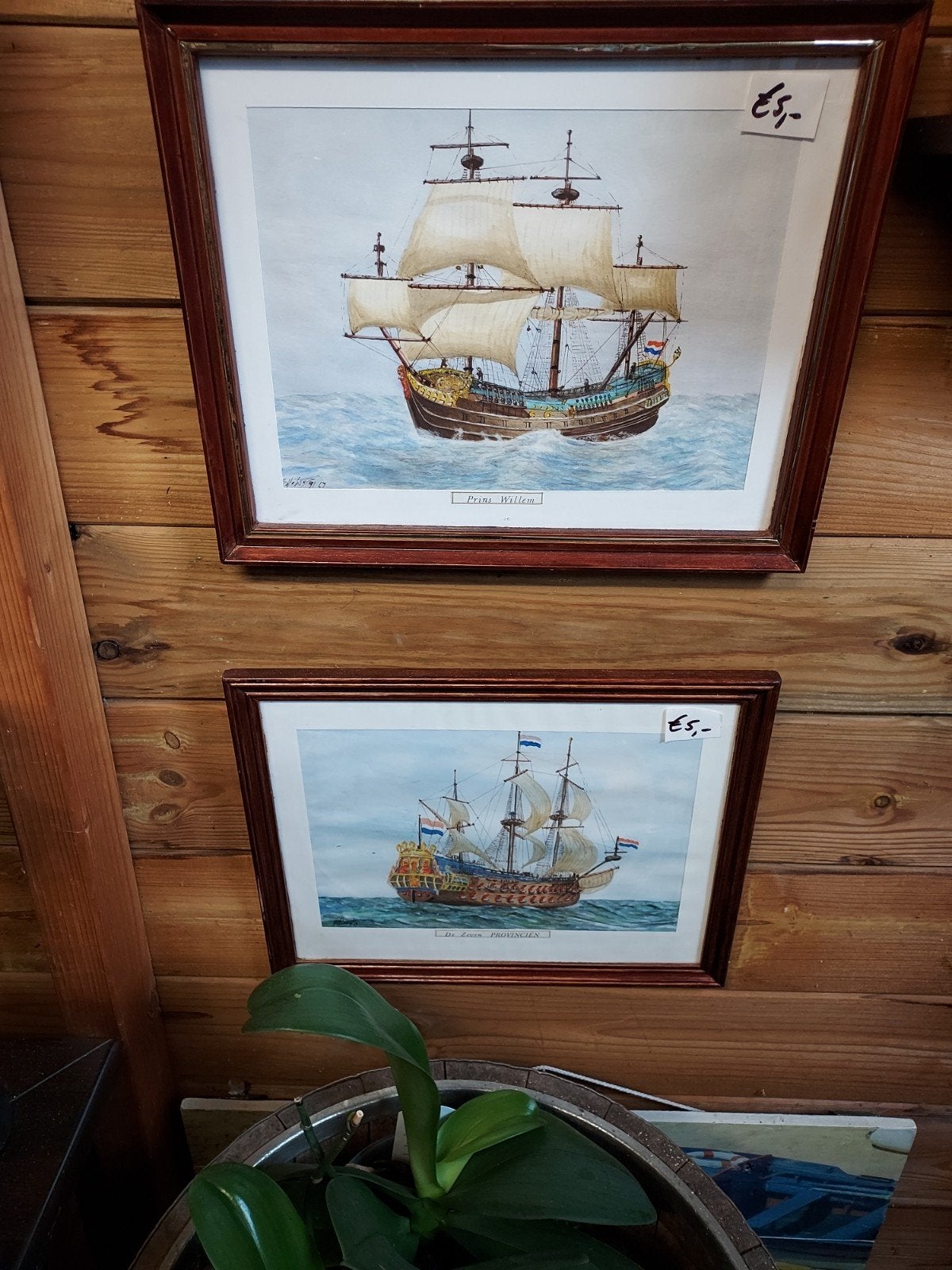 Twee ingelijste maritieme platen van zeilschepen, Maritiem / water, Realistisch, Achter glas, Ophalen of Verzenden