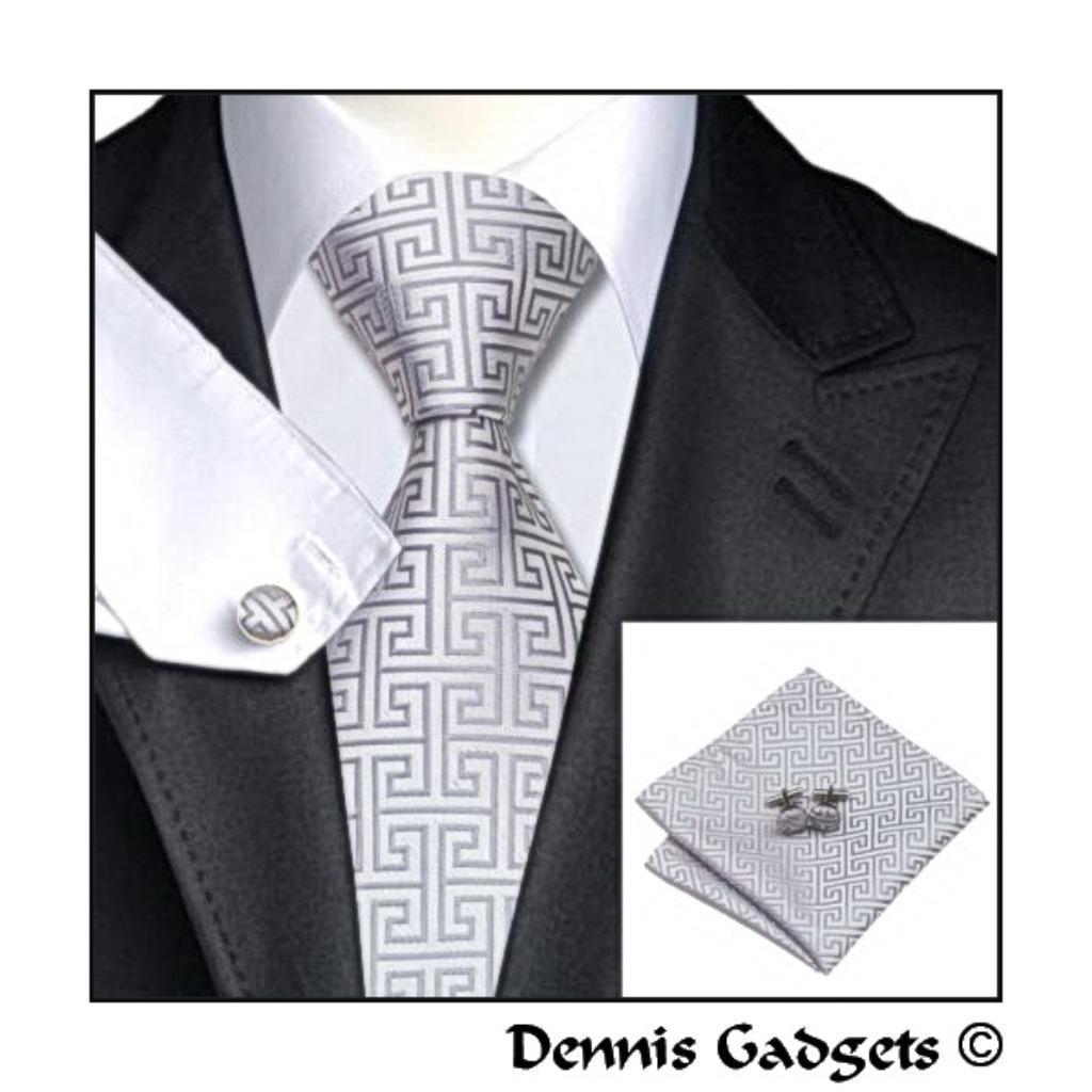 Dennis Gadgets: 100 % zijden stropdas ( 3 delig !! ) DG 0484, Ophalen of Verzenden, Nieuw, Grijs, Met patroon