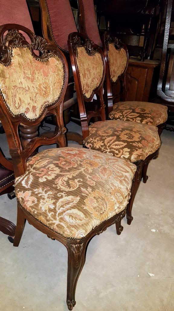 6 barok eetkamers stoelen en tafel, Ophalen