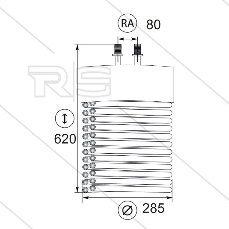 Tecno.mec Verwarmingsspiraal 620mm Dubbellering, Verzenden